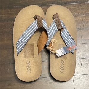 Crevo Brown and Blue Striped Flip-Flops